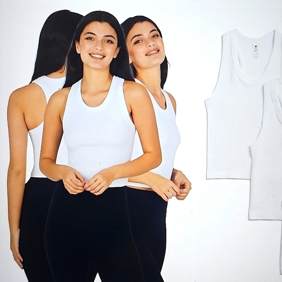NWT 90 Degree by Reflex 3 pack Seamless Crop Tops. Satellite, White & Black XL - Picture 9 of 13